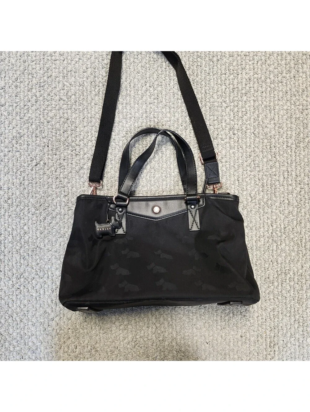 Radley London Black Tote Shoulder Bag with Dog Charm